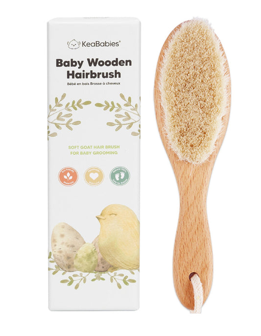 KeaBabies Baby Hair Brush - Wooden with Soft Goat Bristles