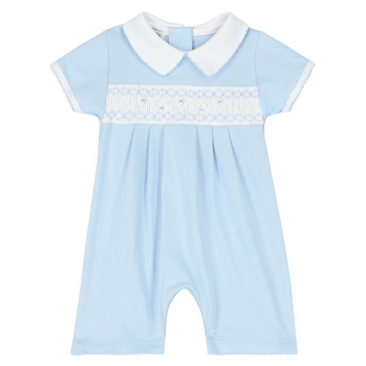 Magnolia Baby Blue & White Smocked Romper