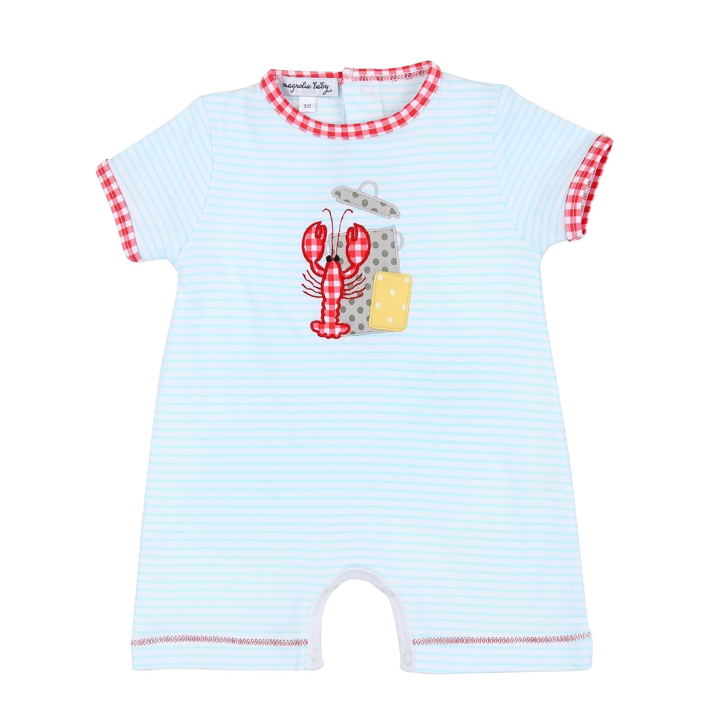 Magnolia Baby Crawfish Boil Appliqué Red Playsuit (Newborn)