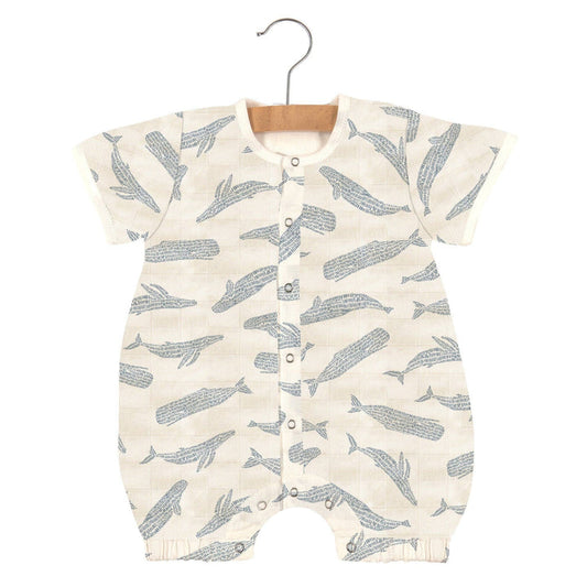 Blue Shadow Whales Bamboo Newcastle Mini Romper (12-18 months)