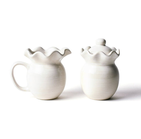 Coton Colors Signature White Ruffle Cream and Sugar Set