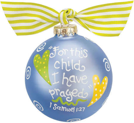 For This Child Blue Glass Ornament