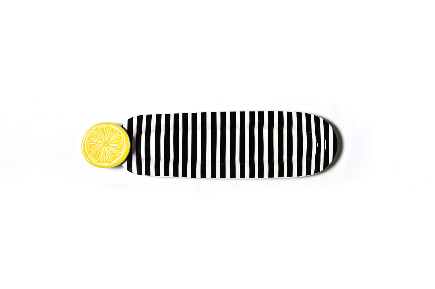 Happy Everything Black Stripe Mini Skinny Oval Entertaining Tray