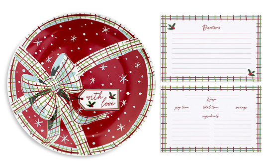 Vera Bradley Holiday Cookie Plate and Recipe Card Gift Set